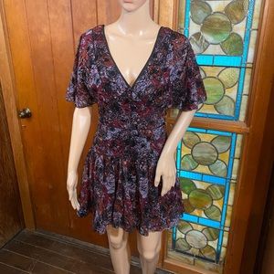 Free People Purple And Red Floral Mini Dress